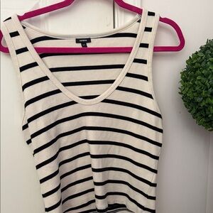 Express Cream and Black Striped Tank Top